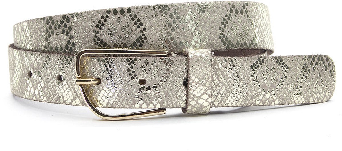 Dames riem goud met slangenprint - 3 cm breed - Leer - Pantalon riem - Casual - Maat 85
