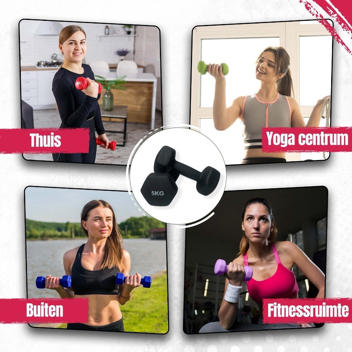 Padisport Dumbells 5kg - Dumbells - Gewichten - Dumbells 5kg - Gewichten 5 Kg - 5kg Dumbells – Zwart – foto 4