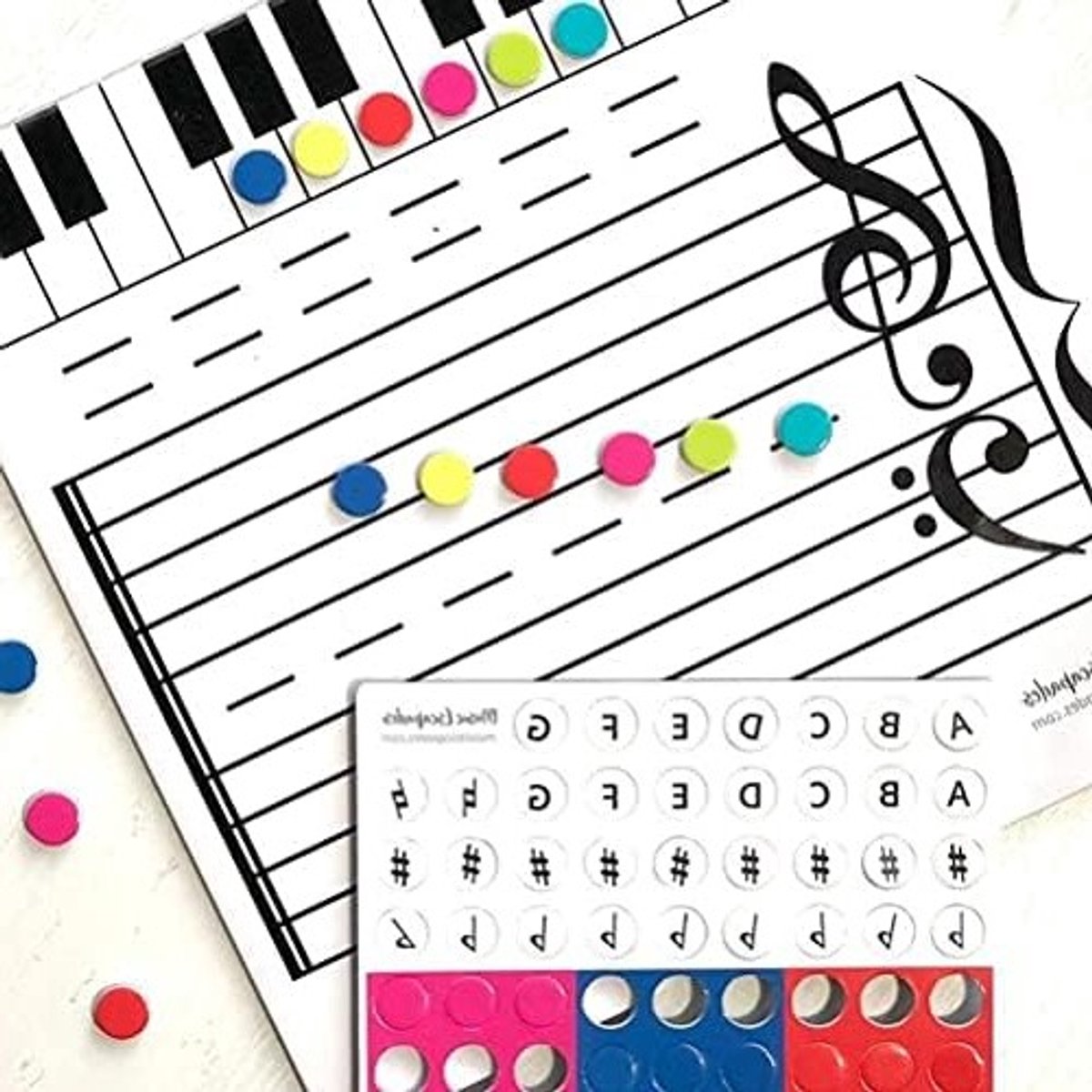 Dubbelzijdig magnetisch whiteboard voor muzieklessen en onderwijs - Stevige schrijfoppervlak met 70 magneten en stift, ideaal voor creatief lesgeven en notities