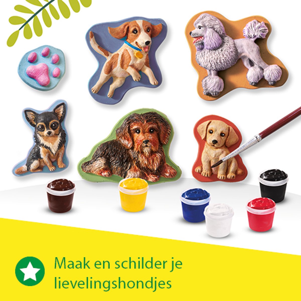 SES Creative - Gieten en Schilderen - Honden - gips gieten - inclusief gietmal, gips, 6 kleuren verf, penseel en spatel - knutselen voor kinderen vanaf 5 jaar — afbeelding 4