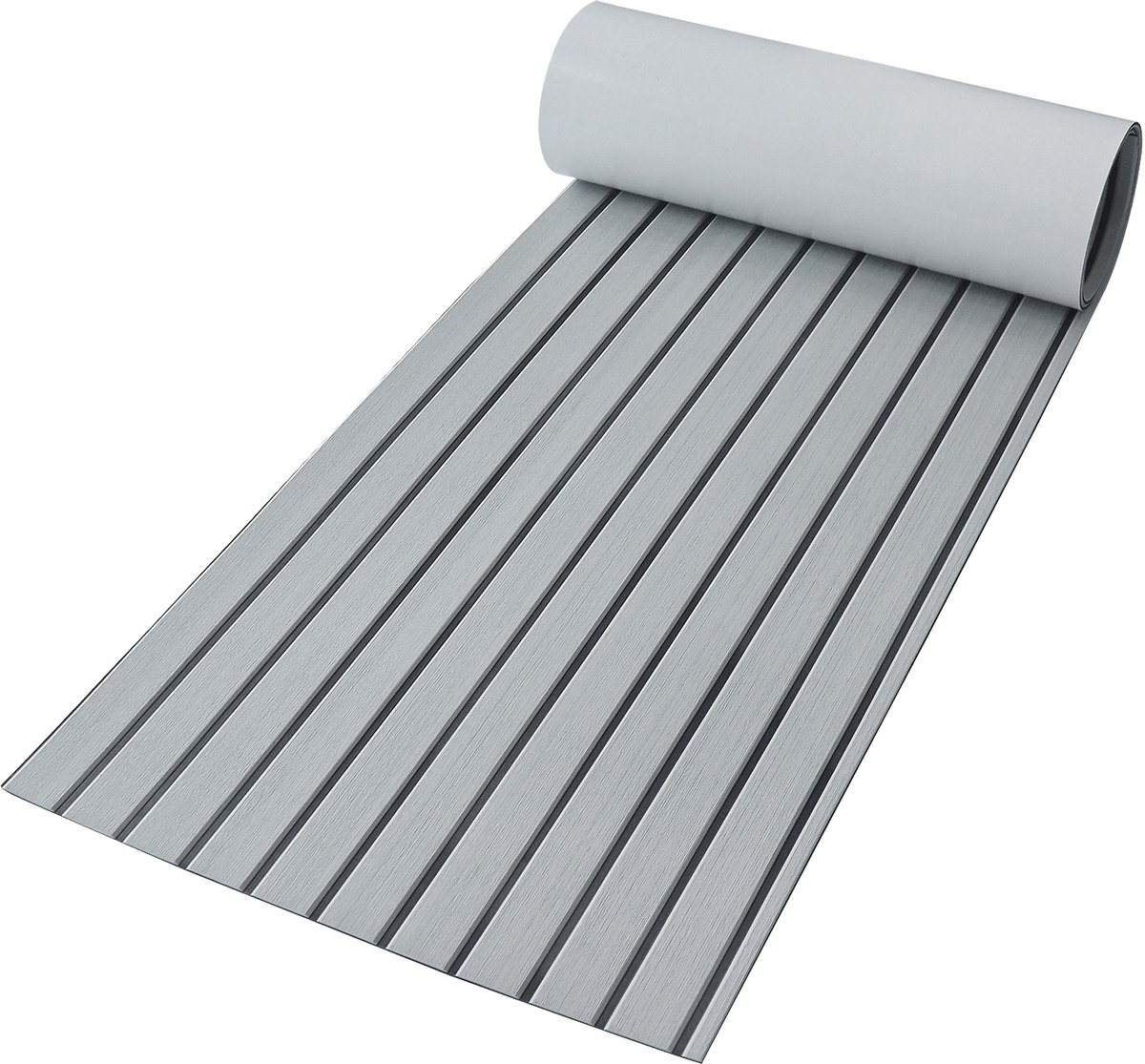 EVA Teak Foam Bootmat Pro Series – Zelfklevende Premium Decking Mat – Anti-Slip Bootvloer – 240x60 cm – Licht grijs met Zwarte Lijnen – TeakFoamShop
