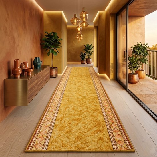 FLOORDIREKT Tapijtloper Rügen - voor Keuken, Hal & Woonkamer - Tapijtloper per Meter - Hal Tapijt - Keukenloper - Beige - 80 x 200 cm - Oosters Patroon