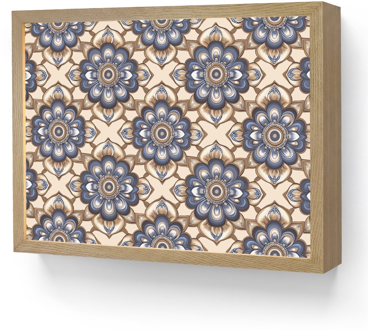 Wandlamp 40x30 cm - Oplaadbaar - Floraal - Ornament - Blauw - Wandlampen binnen woonkamer 