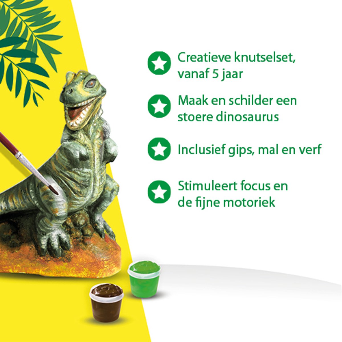 SES Creative - Gieten en schilderen - T-rex dino - sneldrogend - met gietmal, houder, gips, verf en penseel - knutselen jongens - Dinosaurus Speelgoed — afbeelding 3
