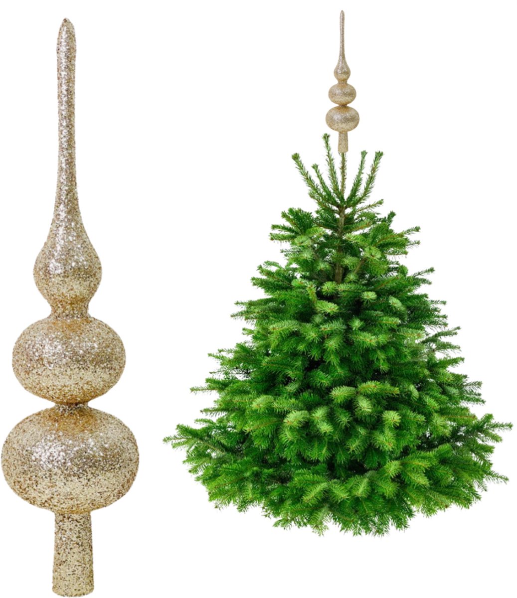 Inspiruj - Kerstboomsieraad - Champagnekleurige Punt - Glanzend - 34 cm