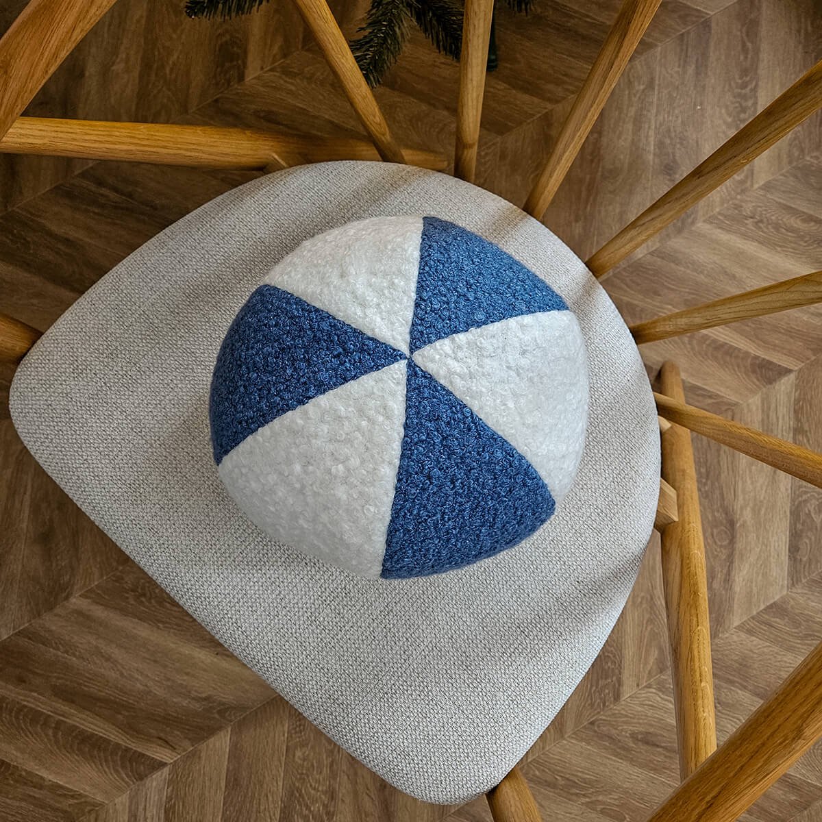 Decordruk Soft Loop Collection - Decoratieve Kussen - Wit-Blauw - Bouclé Stof