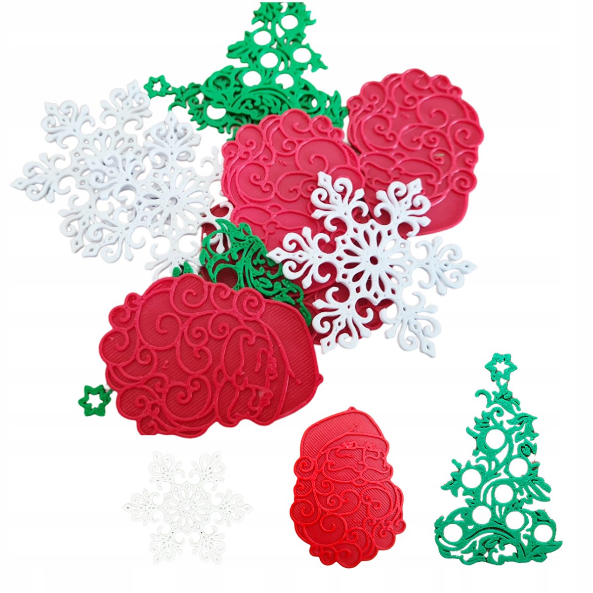 SMX Design - Kerstdecoraties - Mix van 10 Stuks - Lichtgewicht - 3D Geprint