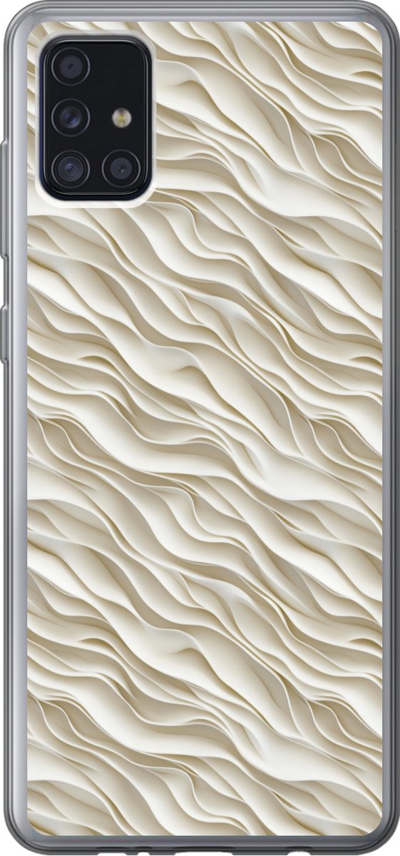 Telefoonhoesje Geschikt voor Samsung Galaxy A52 5G hoesje - Golven - Wit - Minimalistisch - Siliconen Telefoonhoesje Telefoonhoesje
