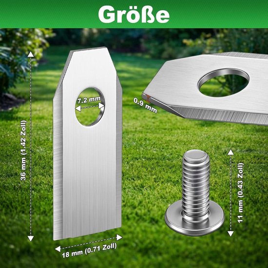 Maaimesjes geschikt voor Ecovacs Goat G1, O & A-serie - Reservemesjes Robotmaaier - 30 Stuks - Inclusief Schroeven - RVS - 36x18mm- goud van Merkloos	 — afbeelding 2
