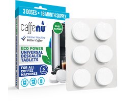 Caffenu Universele Ontkalkingstabletten Koffiemachine - 6 Stuks x 9g - Geschikt voor Jura, Bosch, Siemens en Melitta - Zorgt voor Warmere Koffie, Betere Smaak en Langere Levensduur Koffiezetapparaat