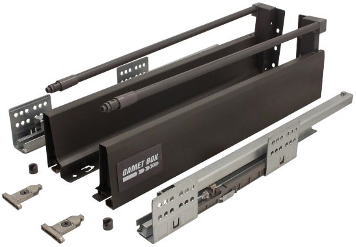 Gamet BOX2 - Middelgrote Lade - Antraciet - 350mm - Volledige Uittrekfunctie - Silent Close