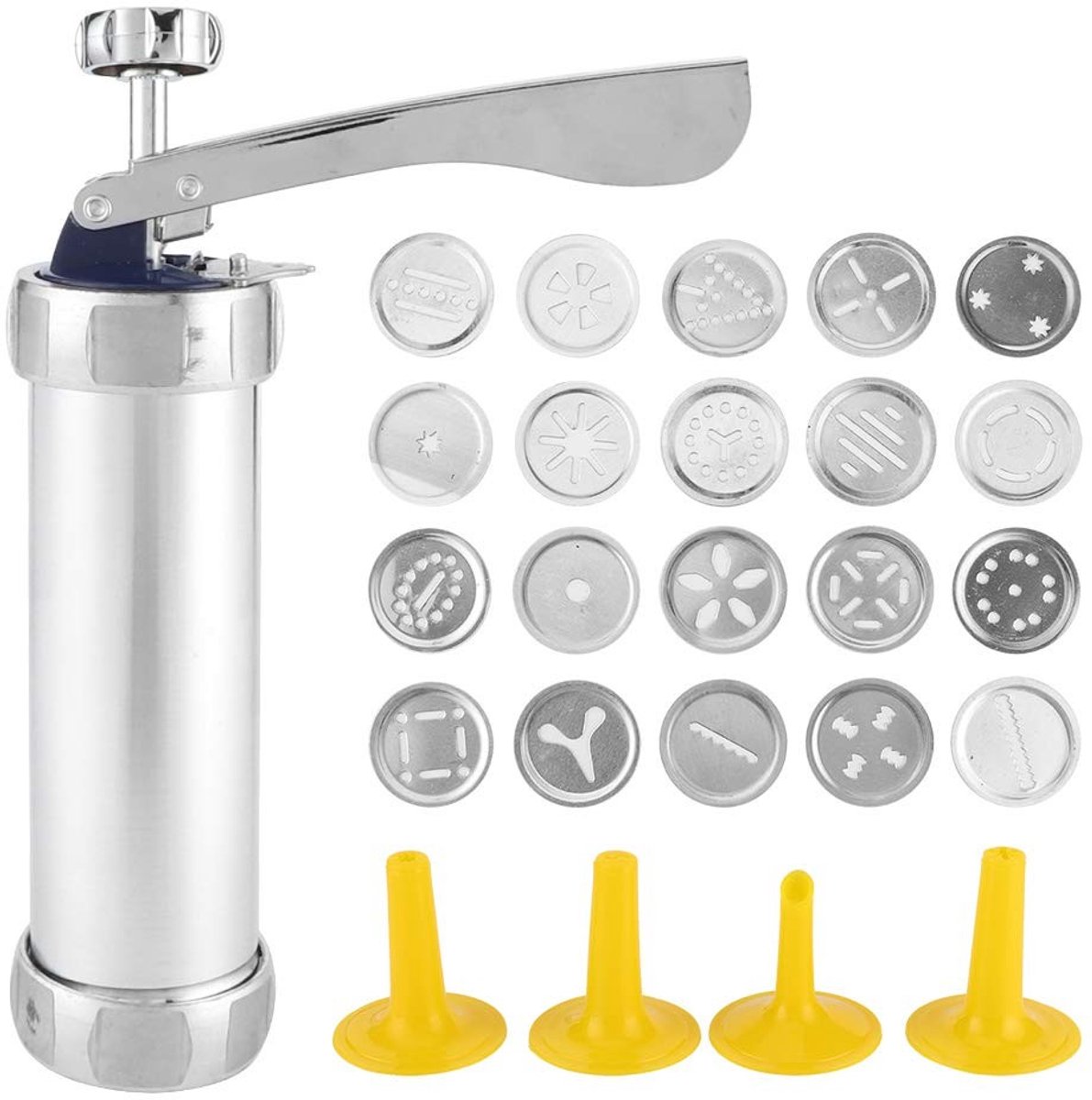 Store_8 - Cookie Press Cutter Maker - Koekjesmaker - Hoogwaardige kwaliteit - Zilverkleurig - 20 Bakvormen - Geschikt voor bakken - Aluminiumlegering