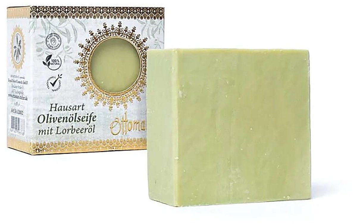Ottomaanse olijfoliezeep met laurierolie 20% - ±190g