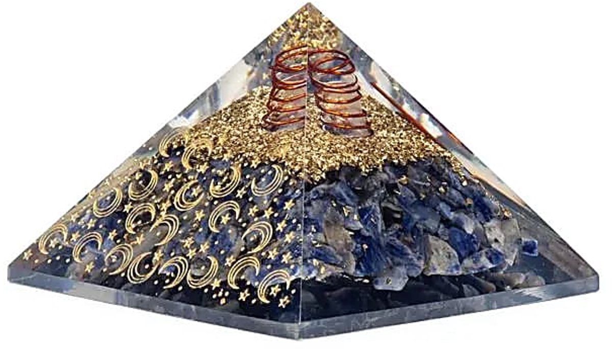 Orgoniet Piramide Sodaliet Met Maan En Sterren -- 75x75x5cm - 7,5x7,5x5cm - 7.5x7.5x5cm