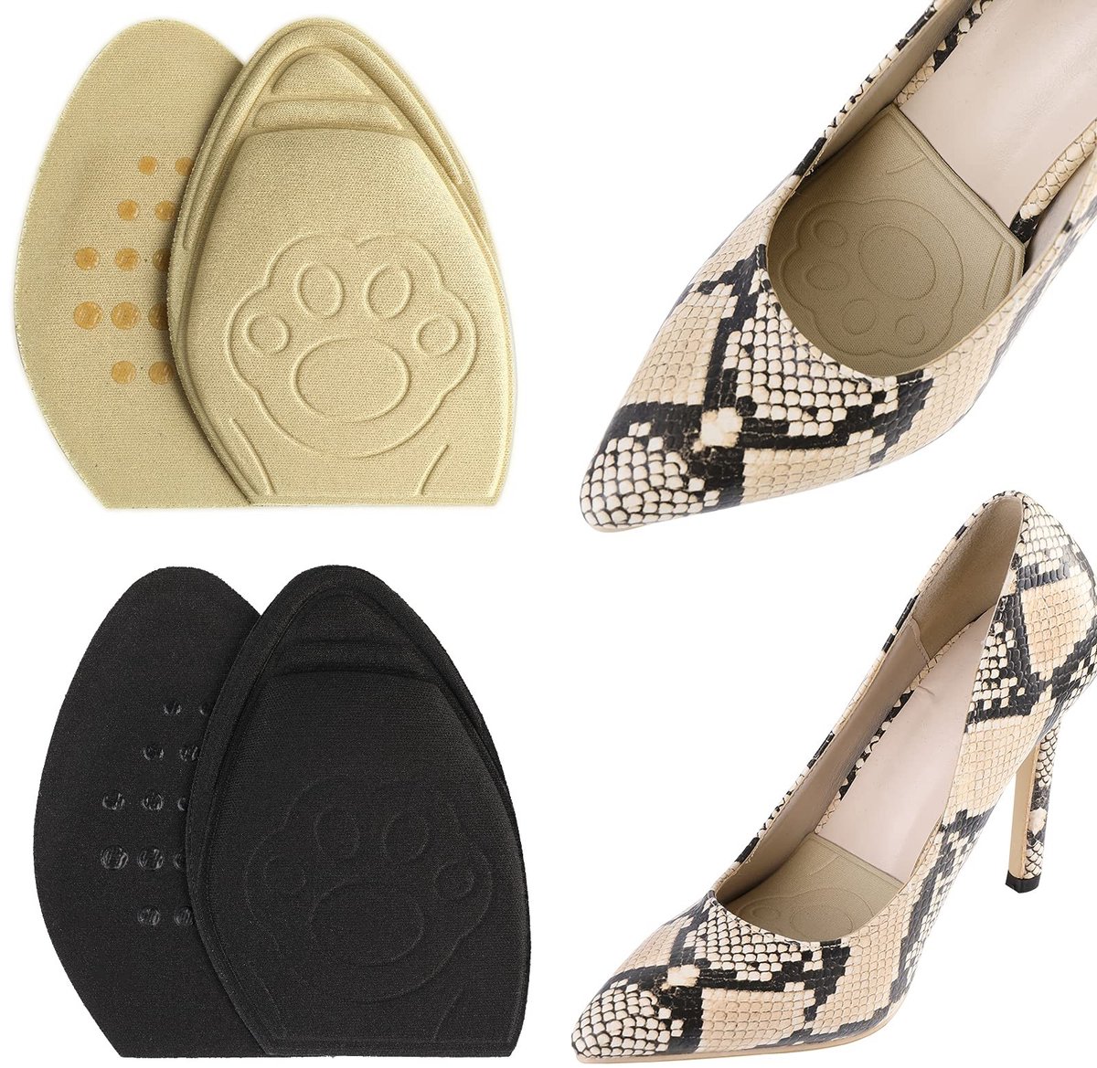 Vt products - voorvoetkussens - geheugenschuim - pijnverlichting - antislip - inlegzolen - geschikt voor dames - 2 paar