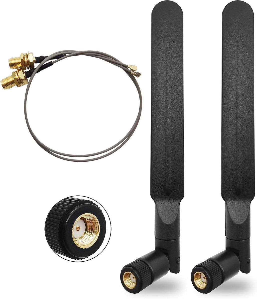 WiFi Antenne Set - Draadloze Versterker - Signaal Verbeteren - Dual Band 2.4/5GHz - 8dBi - Zwart