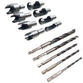 8x Proppenboor houtproppen 5x hout bitboren boor boren bit set 4 tot 10mm