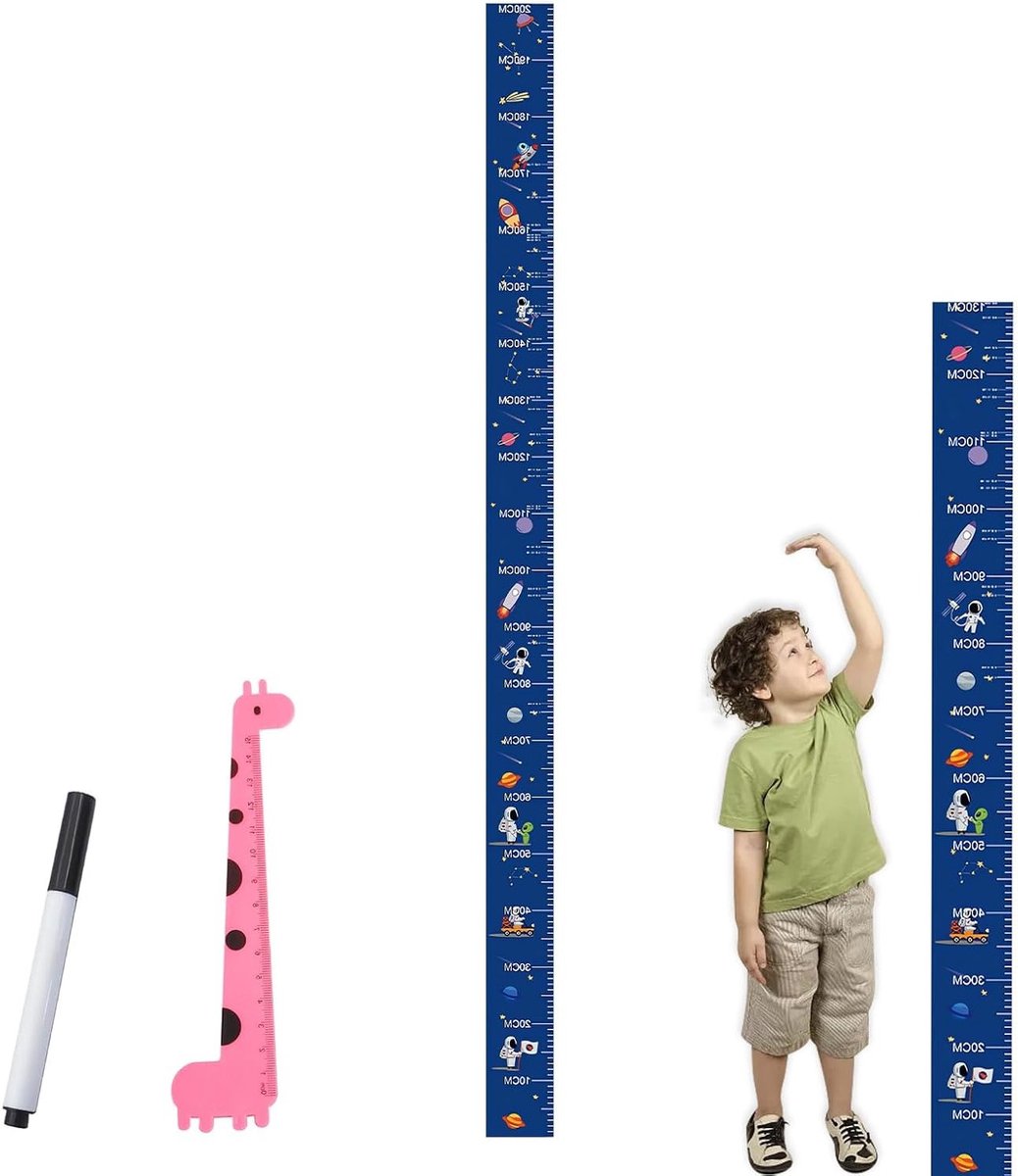 Meetlint voor Kinderen met Wandstickers en Decoratie voor de Kinderkamer, Inclusief Pen en Liniaal