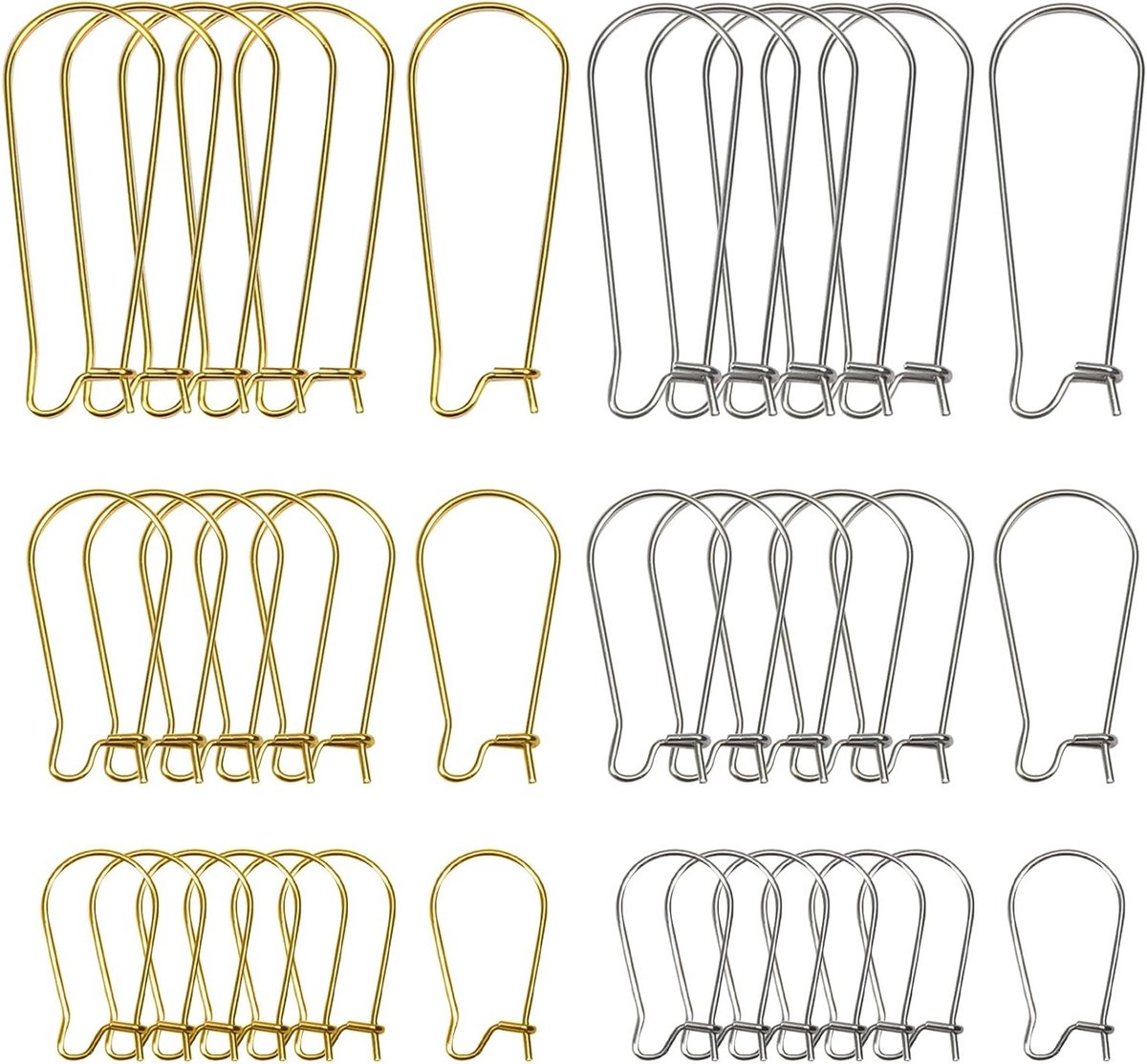 120 Stuks Oorbellen Haakjes van RVS - Dangle Oorbellen in Goud en Zilver - DIY Oorbellen Accessoires voor Creatieve Sieraden Maakprojecten