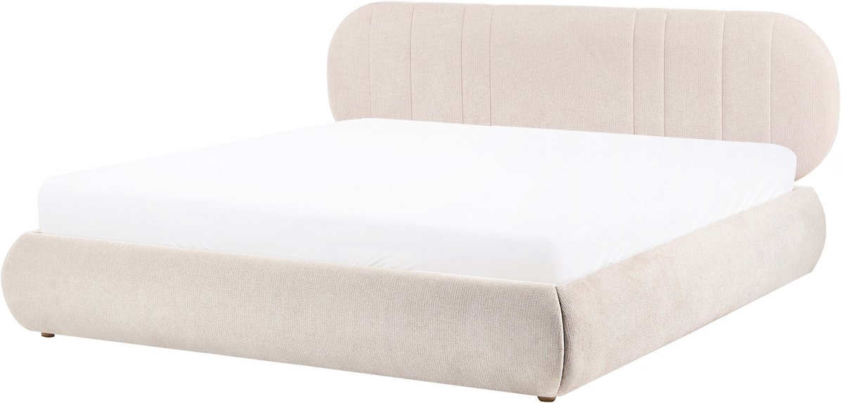 Beliani CAMPAN - Bed met opbergruimte - Lichtbeige - 180 x 200 cm - Polyester