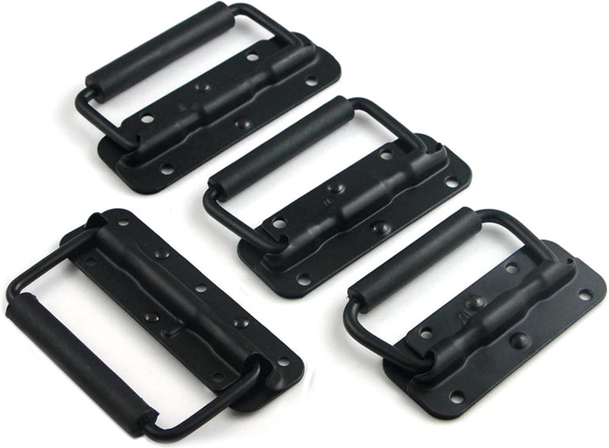Vouwhandgrepen met Veer voor Toolbox, Kastdeuren en Koffer - 100mm, 4 Stuks, Zwart