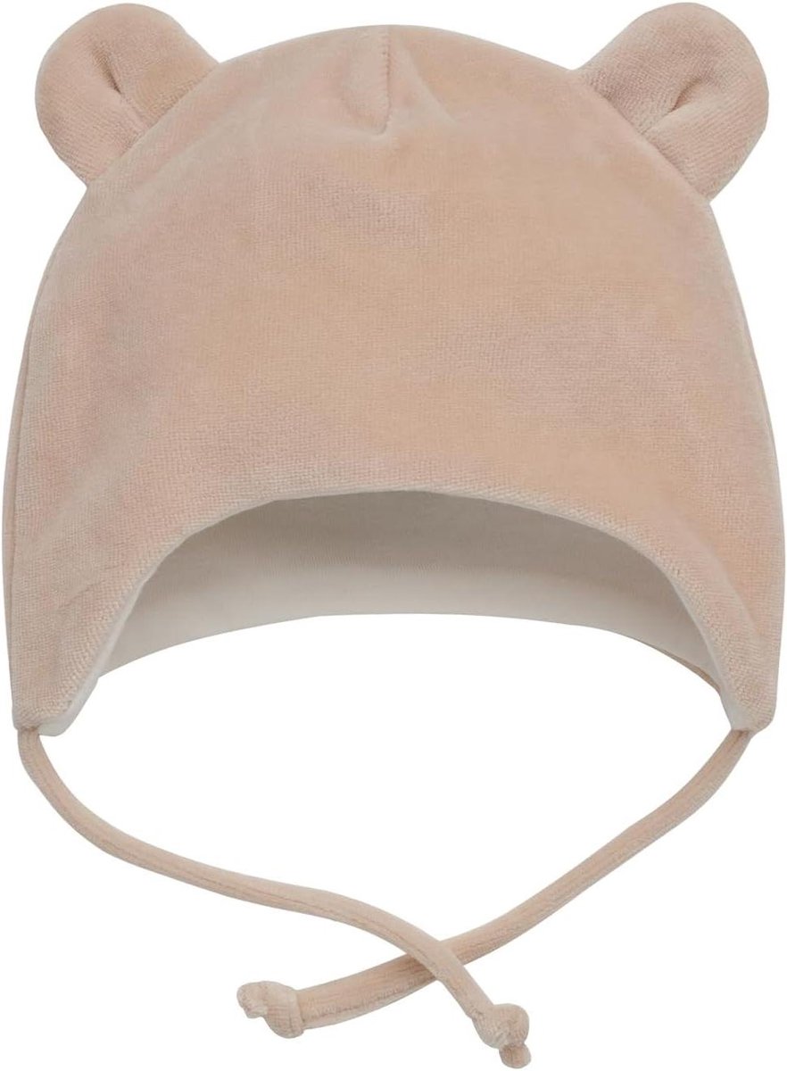 Baby Muts - Babymutsje Kinderen - Baby Beschermen - Zachte Velours - One Size - Beige