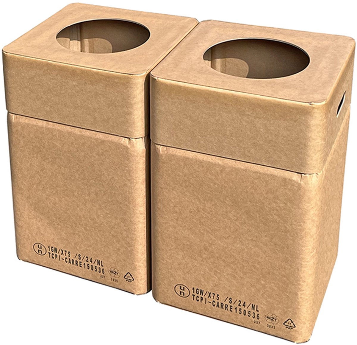 Afvalbak voordeelset 2 kartonnen afvalbakken voor afvalscheiding afm.: 37x37 cm hoog 60 cm inhoud 75 ltr