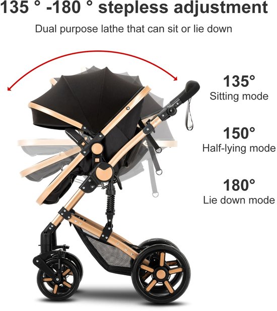 Innovastore Kinderwagen - Wandelwagen - Kinderwagen 3-1 - Kinderwagencombo's - Autostoeltje - Maxi-Cosi - 3-in-1 - Zwart van Merkloos — afbeelding 2