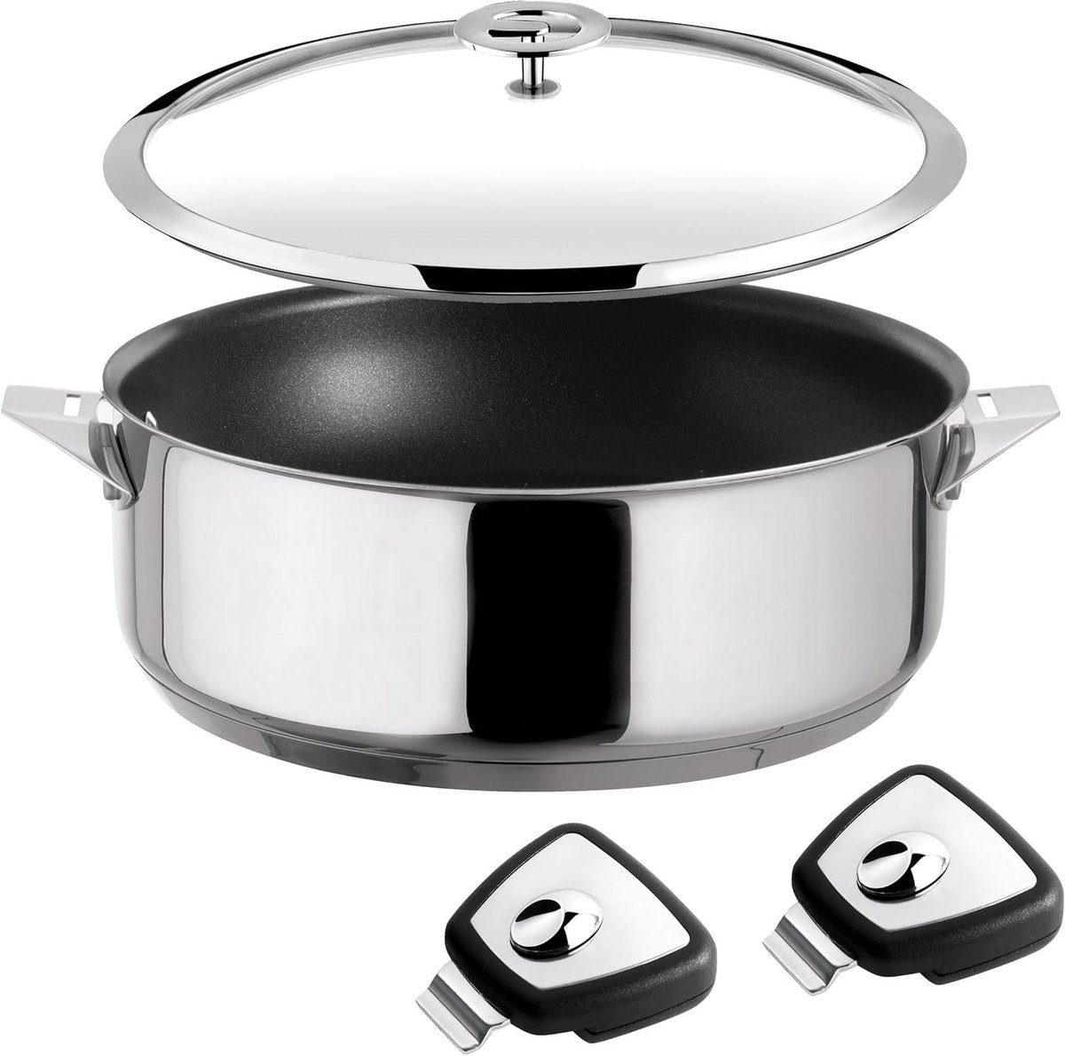 Sauté pan - Koekenpan Stoofpan - Gezond Koken - Keramische Antiaanbaklaag - 24 cm - Grijs