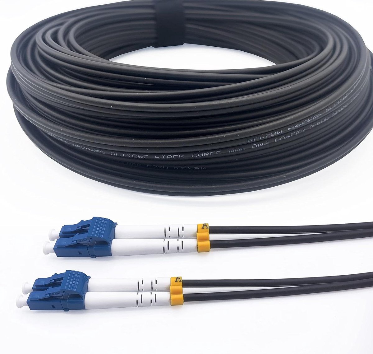 Glasvezelkabel Buiten/Binnen - LC UPC Kabel - Netwerk Installatie - Versterkte Staalvezel Bescherming - 200 meter - Zwart