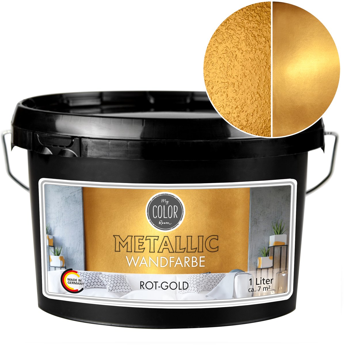 My Color Room Metallic Muurverf - Hoogglans Afwerking - Waterbasis - Terpentine vrij - Rood goud - 1 Liter