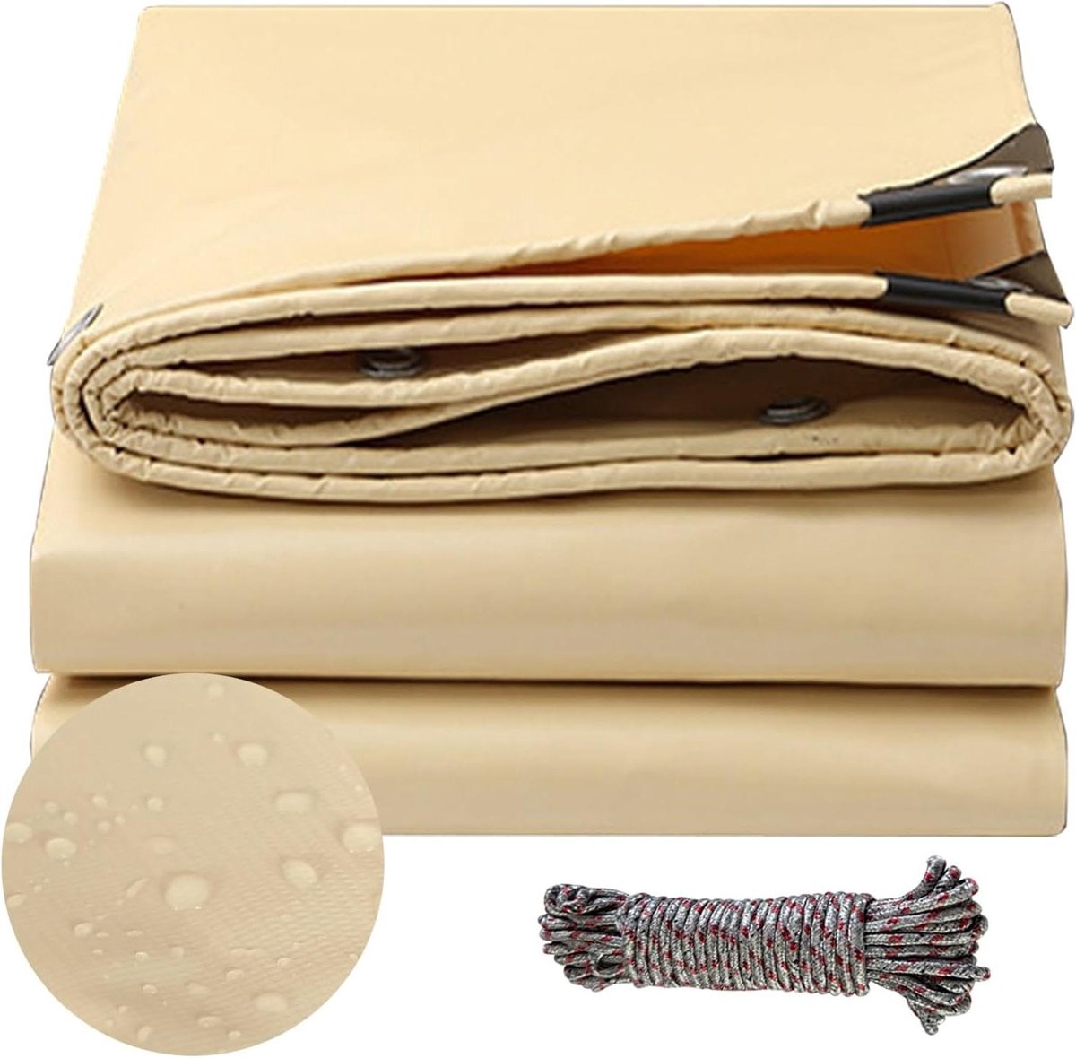 Afdekzeil met Oogjes - Dekzeil Zeilhoes - Voorwerpen Afdekken - Scheurvast en Waterdicht - 1 x 1.2 m - Beige