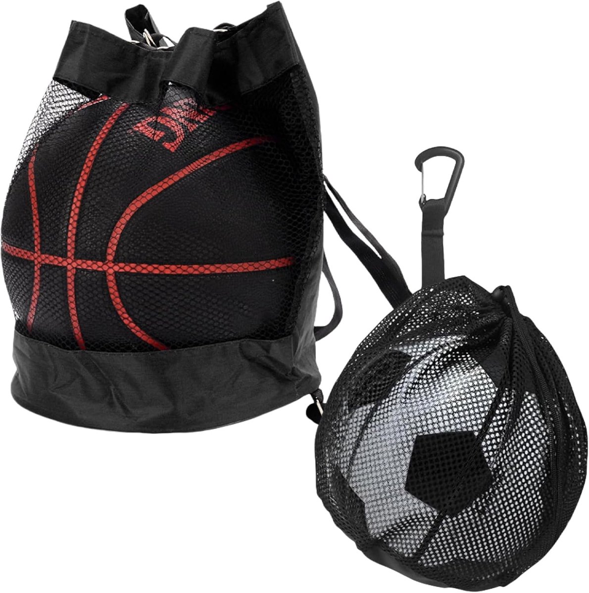 2 Pcs Ball Net Ball Bag - Football Nets for Balls - Sport Backpack voor Kids - Basketball Backpack - Portable Drawstring Ball Bag - Ideaal voor Football Tennis voor Kinderen en Volwassenen