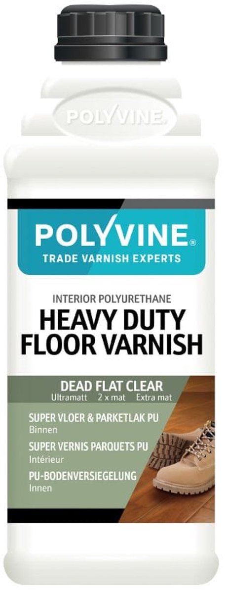 Polyvine Super Vloer & Parketlak PU 1 Liter – Extra mat - Watergedragen PU Lak – Slijtvast & Krasbestendig – Voor Vloeren, Trappen & Hout