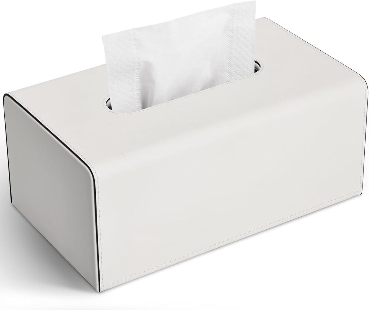 Rectangular Leather Cosmetic Cloth Box voor Thuis - Kantoor - Auto (Wit)