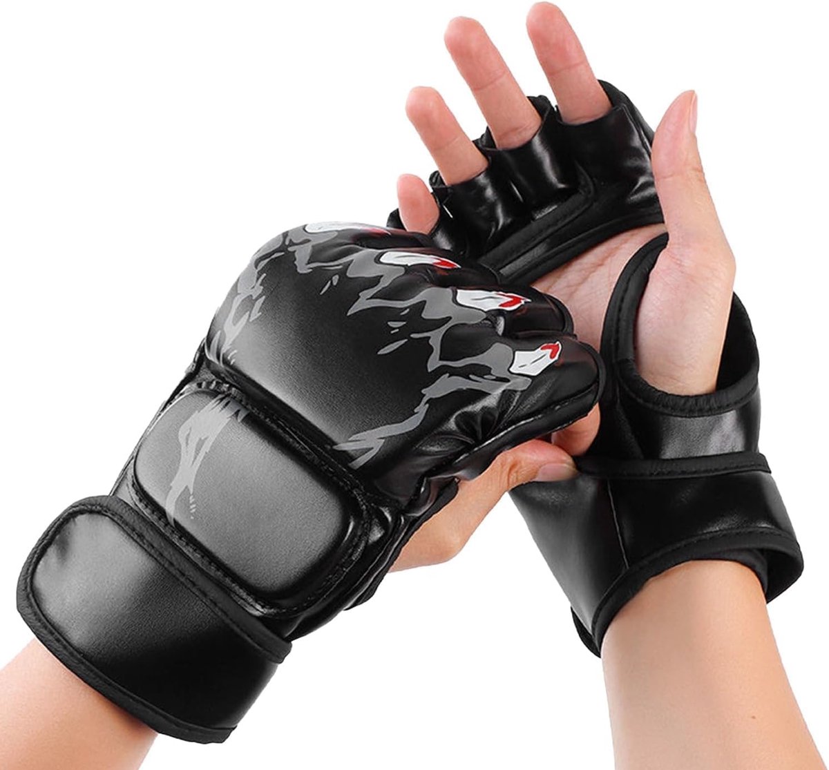 MMA Handschoenen - Sparring Hybrid Open Palm Martial Arts Mittens - Voor Mannen en Vrouwen - Leer - Polsteun - Sport - Boksen - Training - Muay Thai