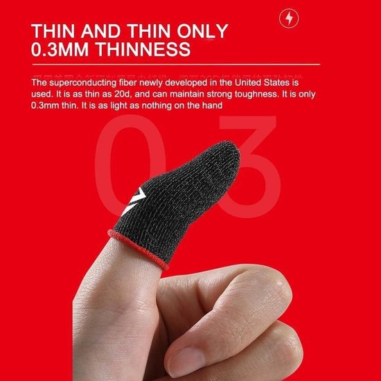 Gaming Vingerhoesjes - Mobiele Game Accessoires - Verbeterde Game Controle - Ultra Dun Carbon Fiber - 1 Paar - Zwart — afbeelding 3