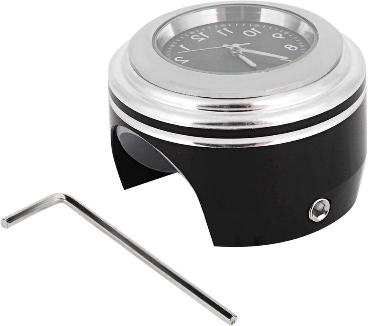 Motorfiets Stuurklok - Motorfiets Horloge - Tijd Aflezen - Waterdicht Aluminium - Standaard Stuur - Wit Zwart