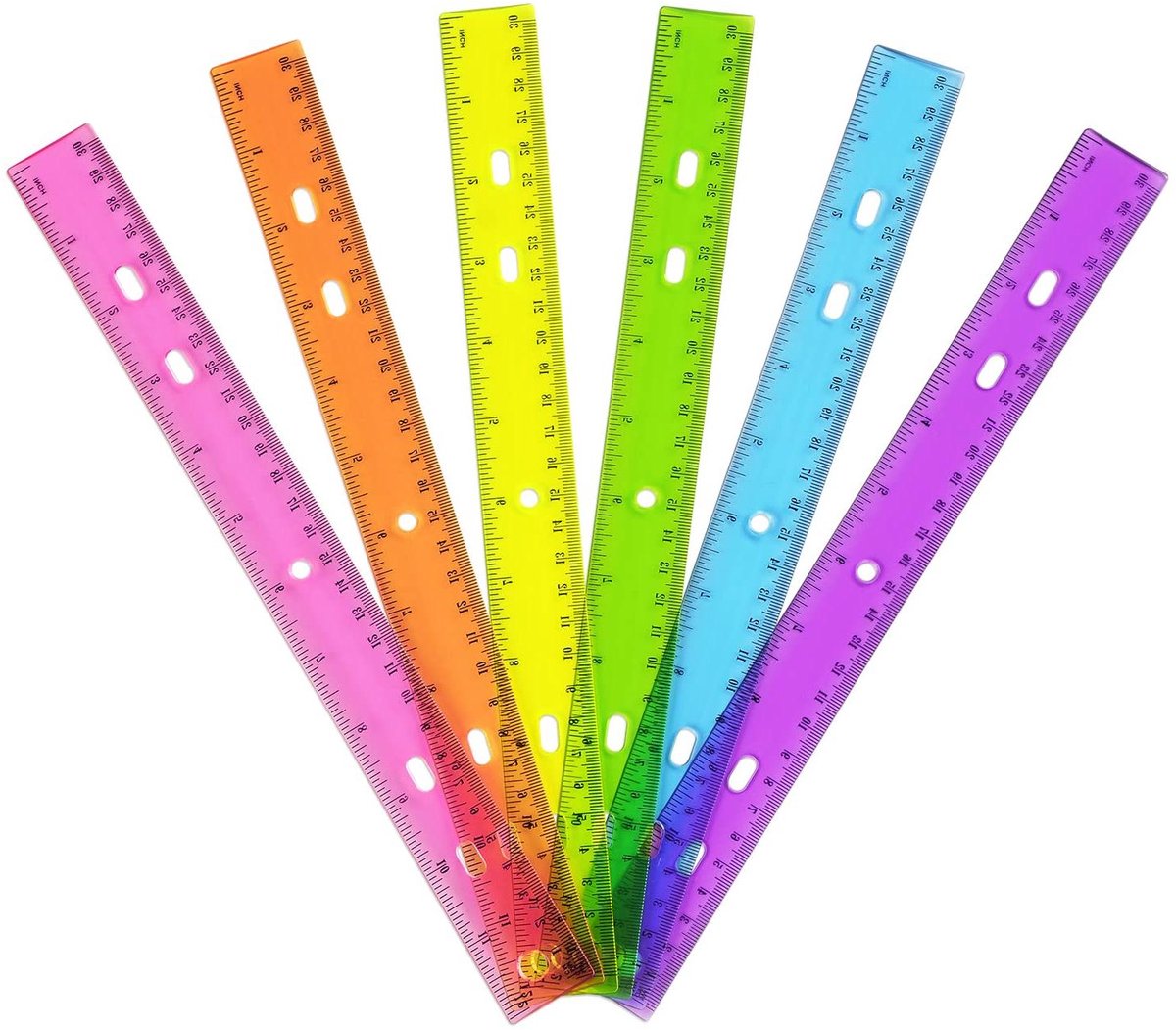 Transparante Linialen - Meetlatten Plastic - Tekenen en Meten - Dubbelzijdig Metrisch - 30 cm - Gekleurd