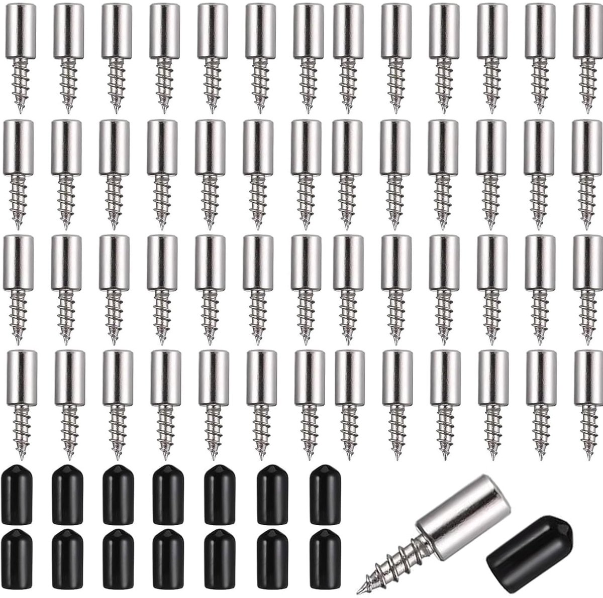 Keuken Kast - Plank - Ondersteuningspinnen - Zelftappende Schroeven - Antislip Mouwen - Eén Stuk Plankpennen - Keuken Kast - Metalen Rek - 30 Stuks (Zwart)