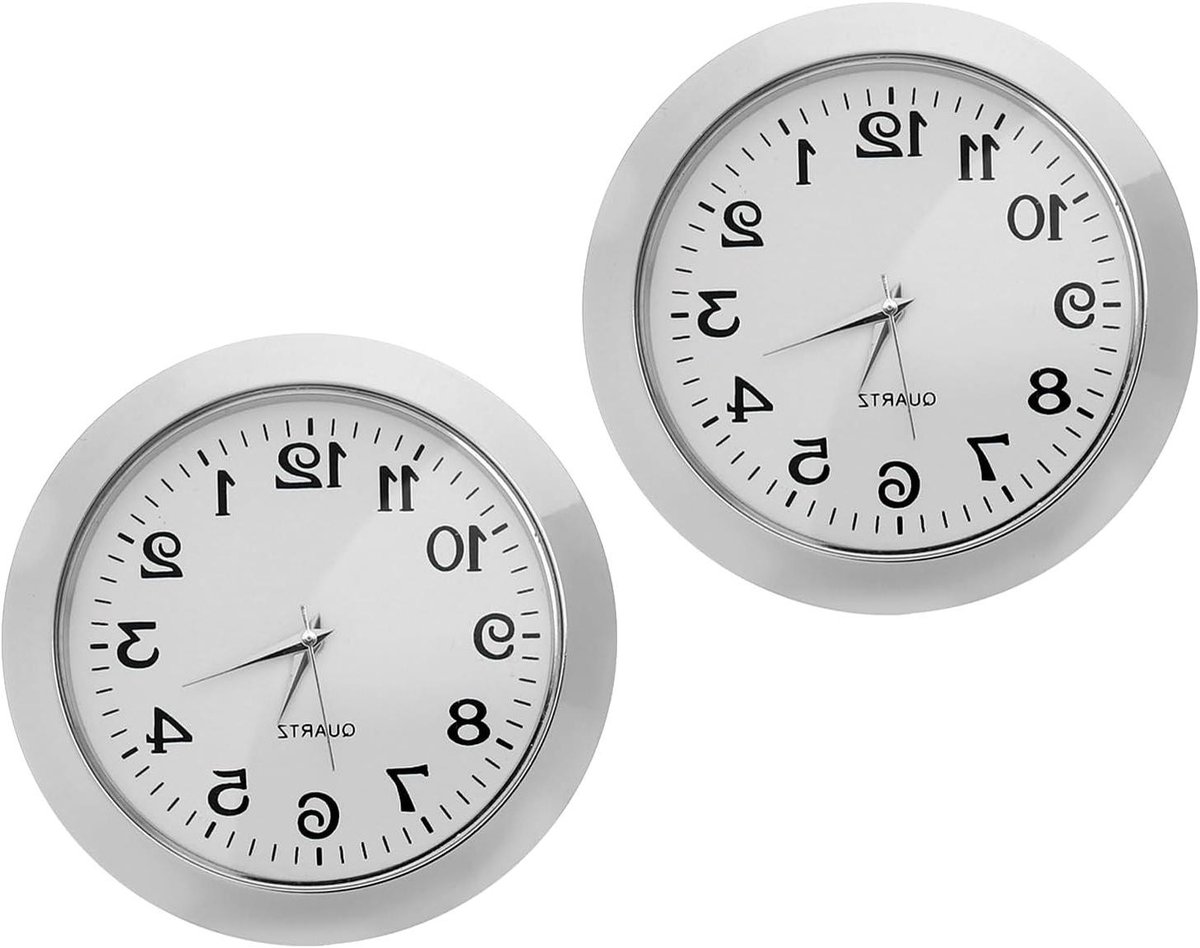 Kwarts Klok Insert - Miniatuur Klok Beweging - Klokken Maken - Nauwkeurige Tijdweergave - 55mm Diameter - Zilverkleurig