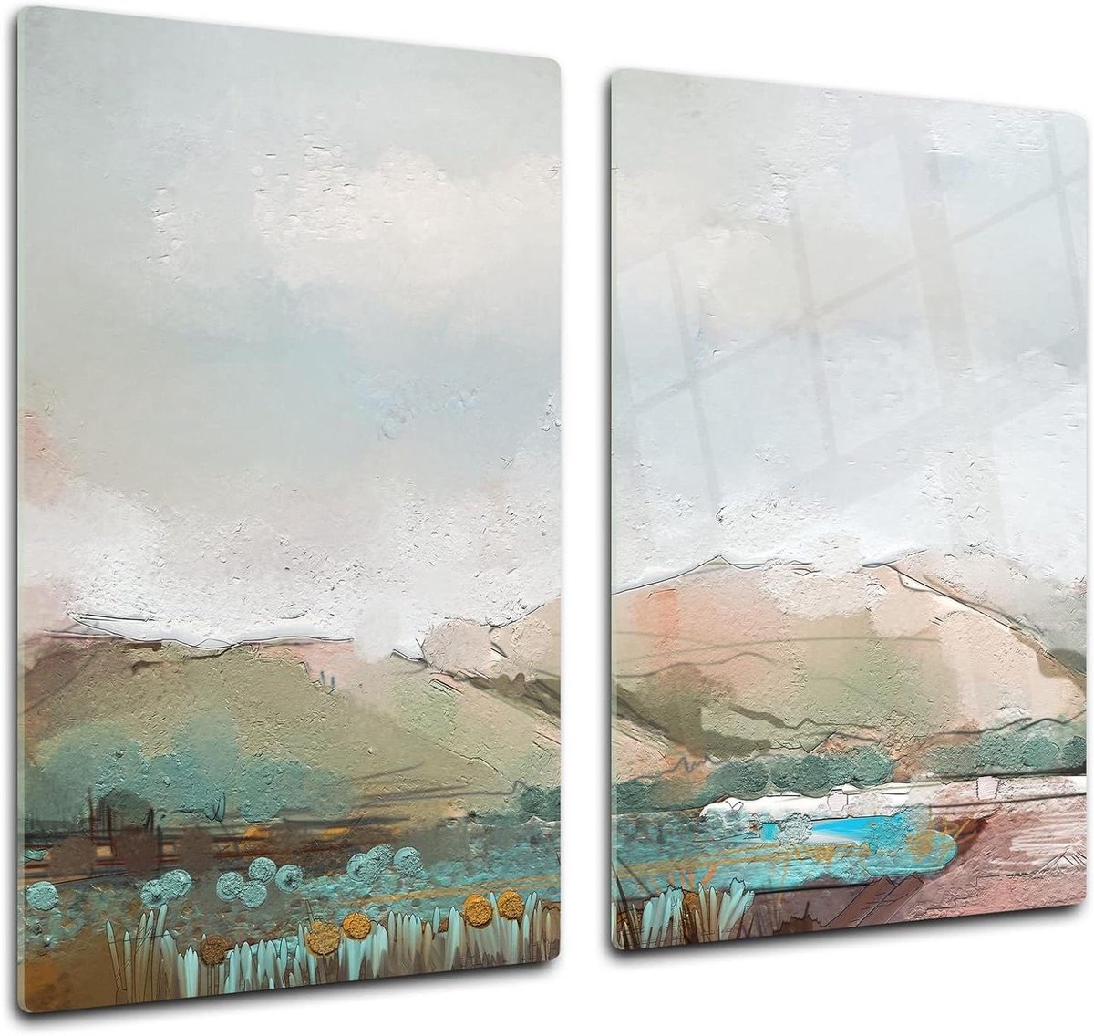 Glazen Kookplaatafdekking - Keukenbord Werkbladbeschermer - Keukenwerkblad Beschermen - Breukvast Gehard Glas - 60 x 52 cm - Delicate landscape