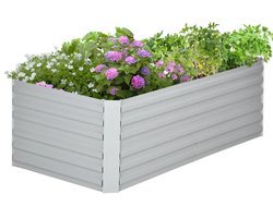 Grote Plantenbak - Luxe Bloembak - Verhoogd Plantenbed - Bloempot - Tuinbed - Kweekbak - Moestuinbak - voor Buiten, Terras, Tuin & Balkon - voor Groenten, Bloemen & Kruiden - 180 x 90 x 59 cm - Lichtgrijs