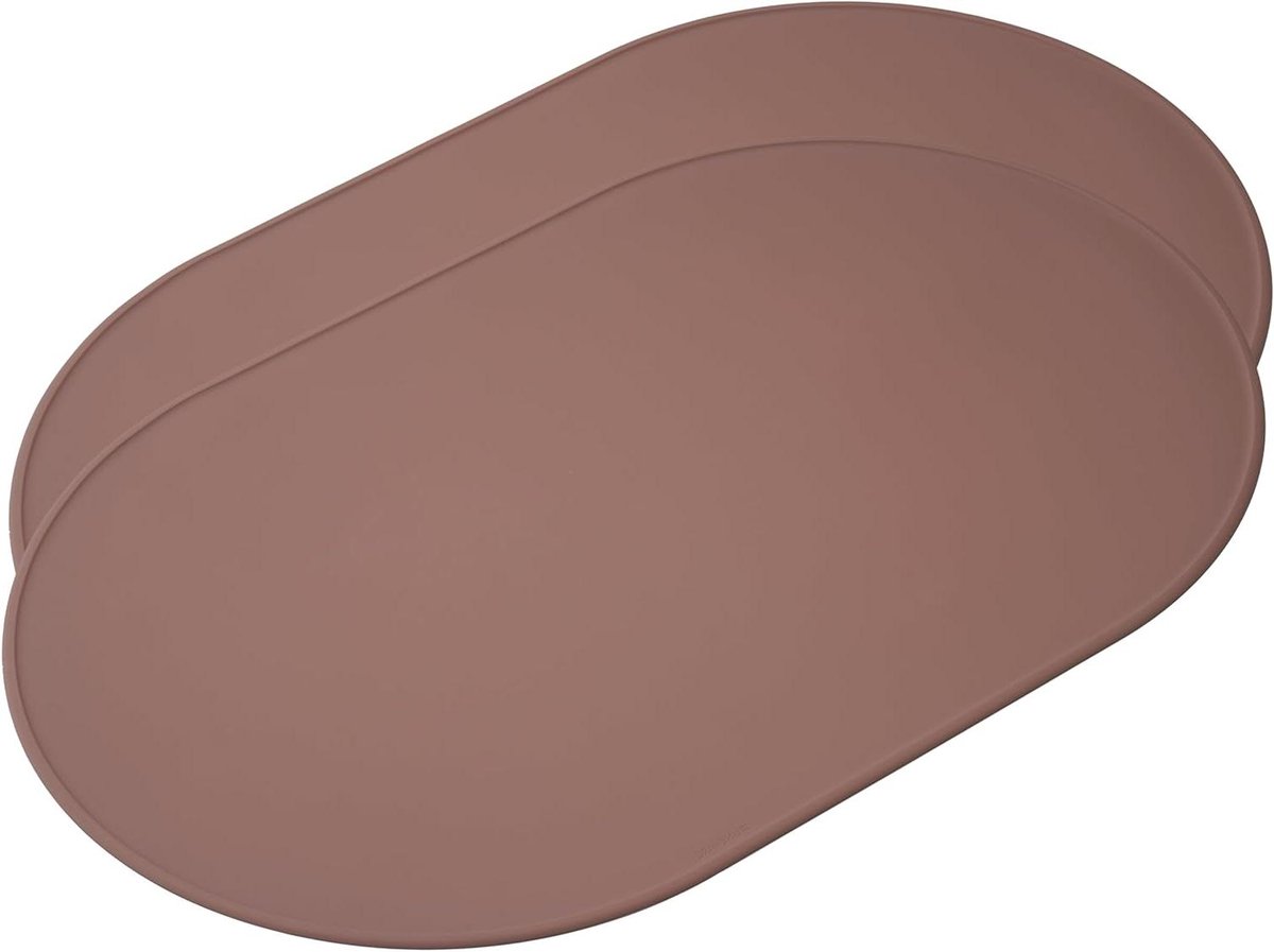 Placemats Set - Tafelmatten Ovalen - Keuken Beschermen - Verhoogde Rand - 52 x 33 cm - Terracotta