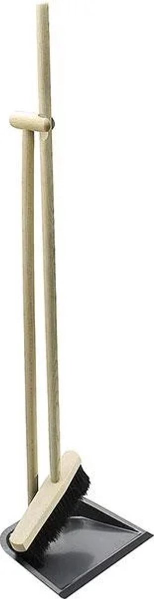 Steh Kehrgarnitur Faule Grete Gesamthöhe 97 cm 760 g - Kehren ohne Bücken mit Gummilippe und Rinderhaar-Besatz aus Buchenholz