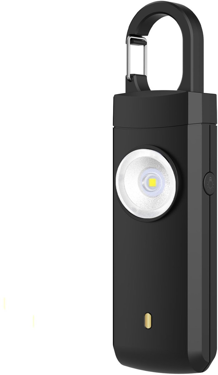 Oplaadbaar 130dB Persoonlijk Veiligheidsalarm met LED-Licht - Anti-Wolf Nood Sleutelhanger Alarm