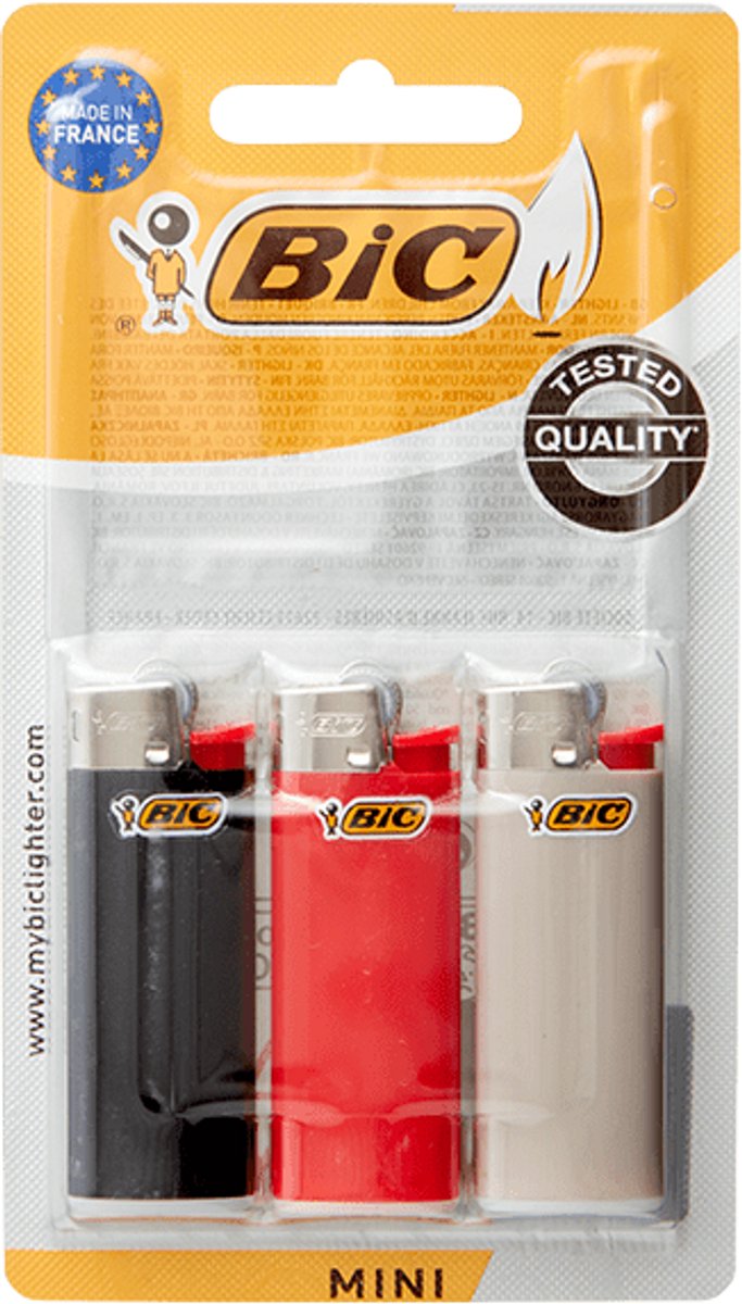 BIC J25 Aanstekers S-3 – Compacte Wegwerp Aanstekers – Betrouwbaar & Veilig – 3 Stuks