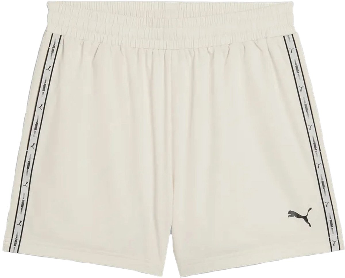 Puma essentials tape woven 5in short in de kleur ecru. Creme