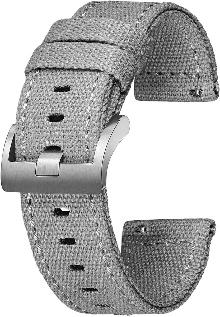 Canvas Horlogeband - Vervangende Bandjes - Horloge Personaliseren - Snel Afneembaar - 18-24mm - Blauw