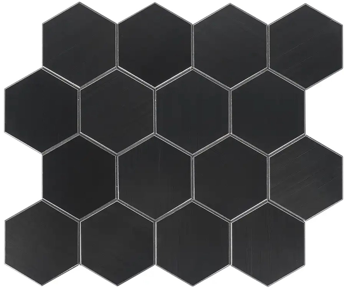Zelfklevende Mozaïek Steenstrip Hexagon Geborsteld Mat Zwart